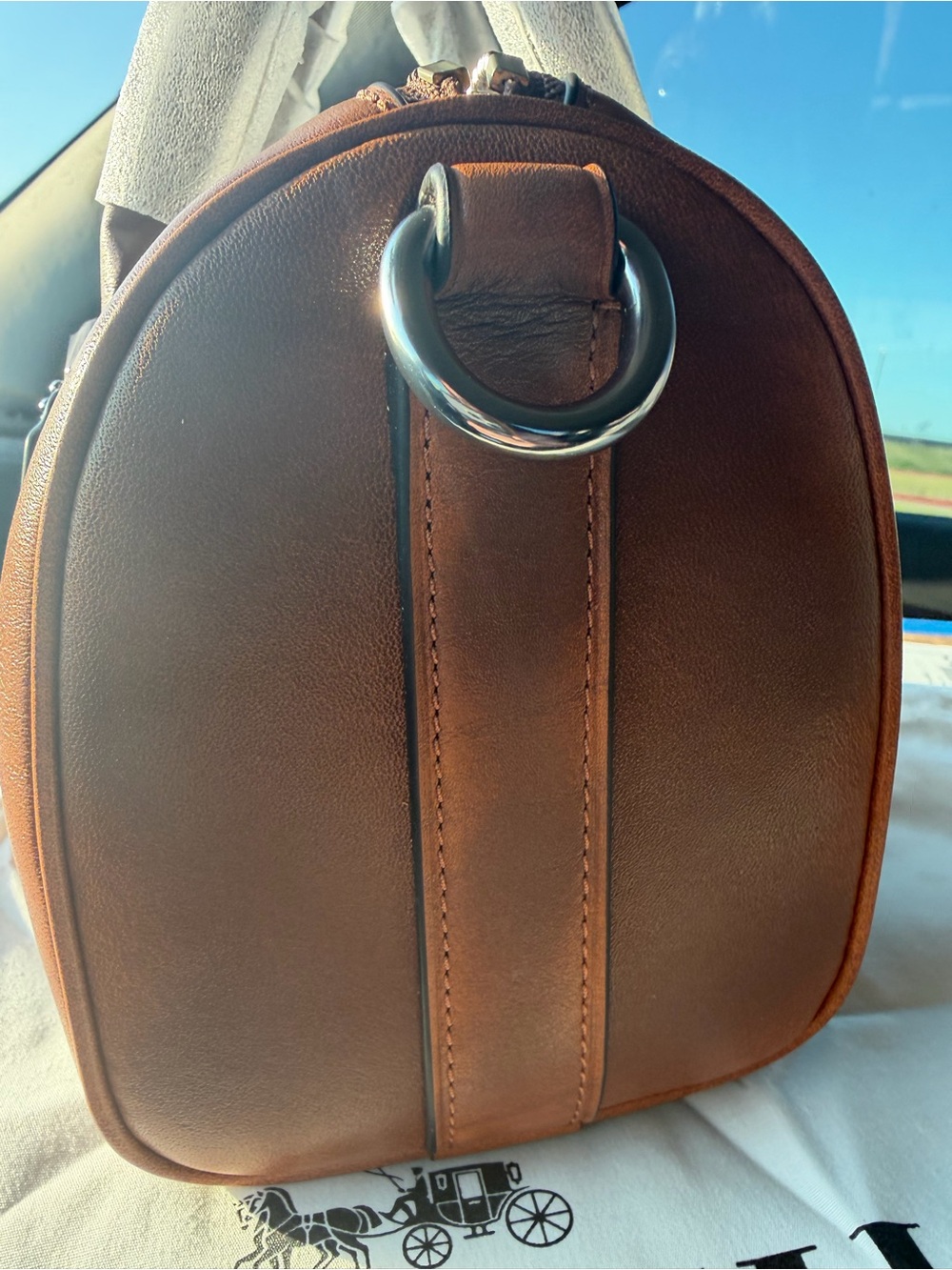 Coach Brown Loved Leather Compass 25 BTWT - Picture 7 of 8